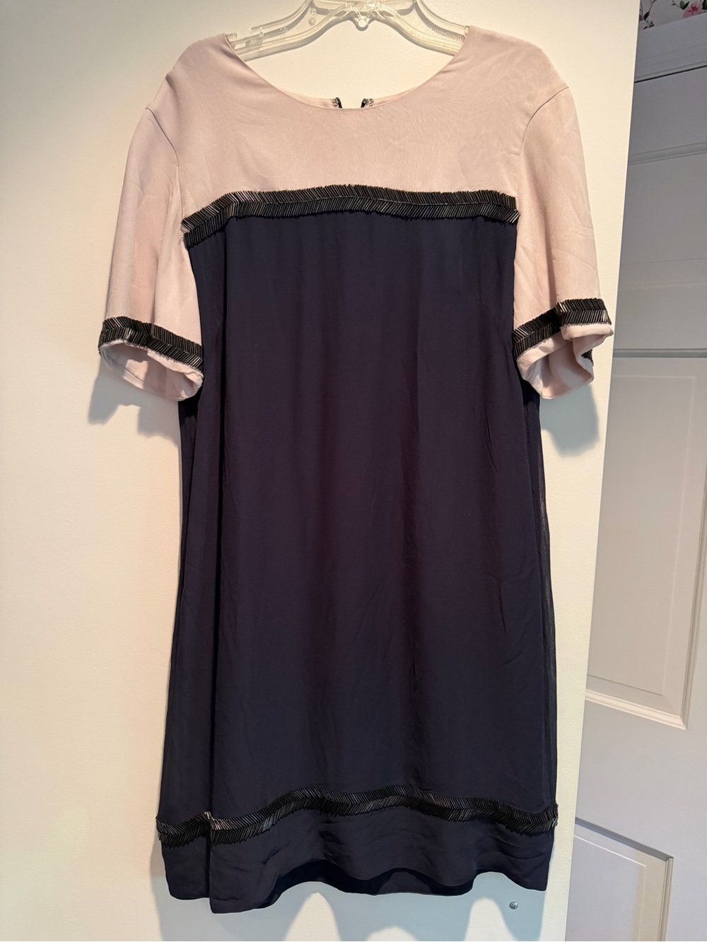 French Connection Pink and Navy Midi Dress